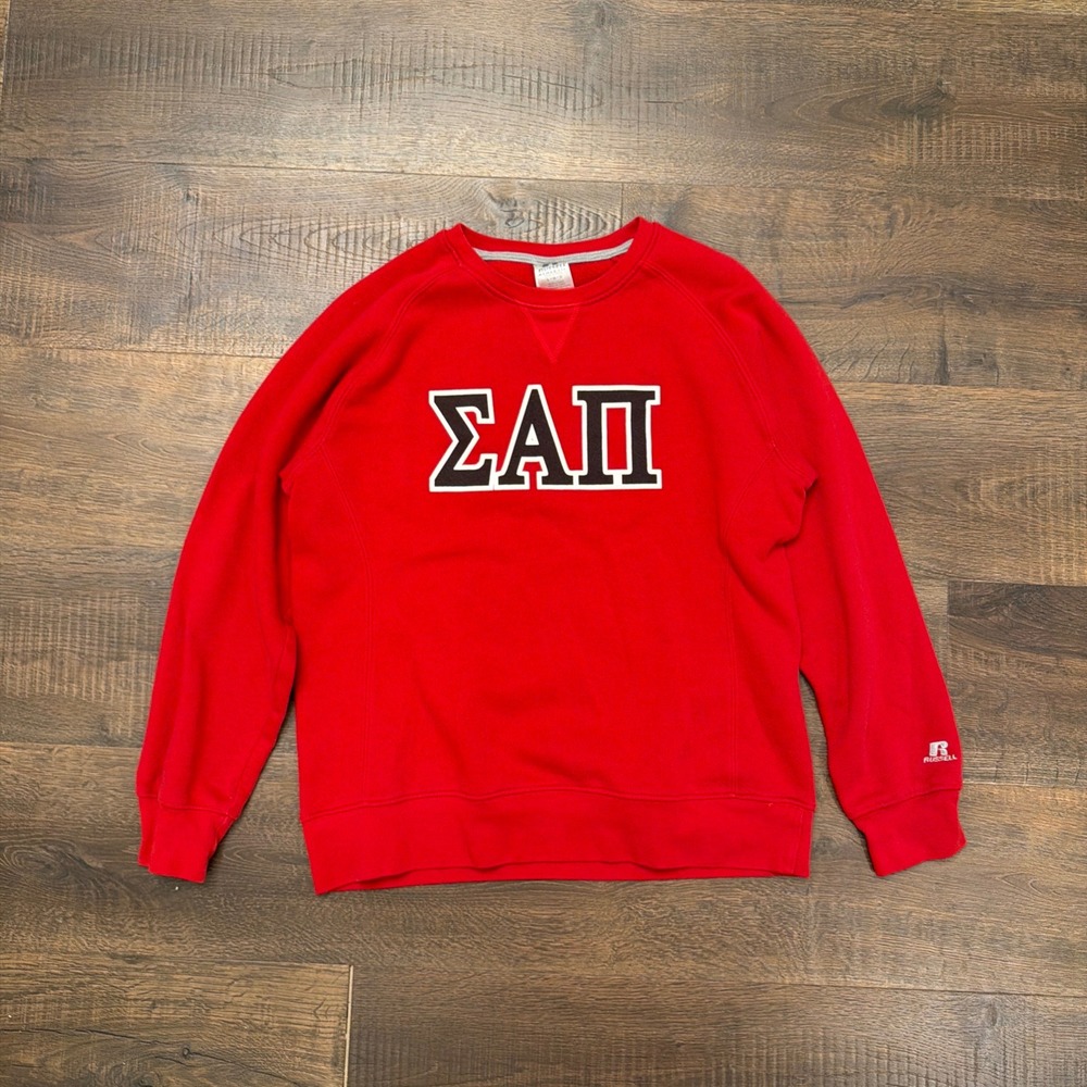 Russell Athletic Sigma Alpha Pi Crewneck Sweatshirt Red Mens Large SAP Greek